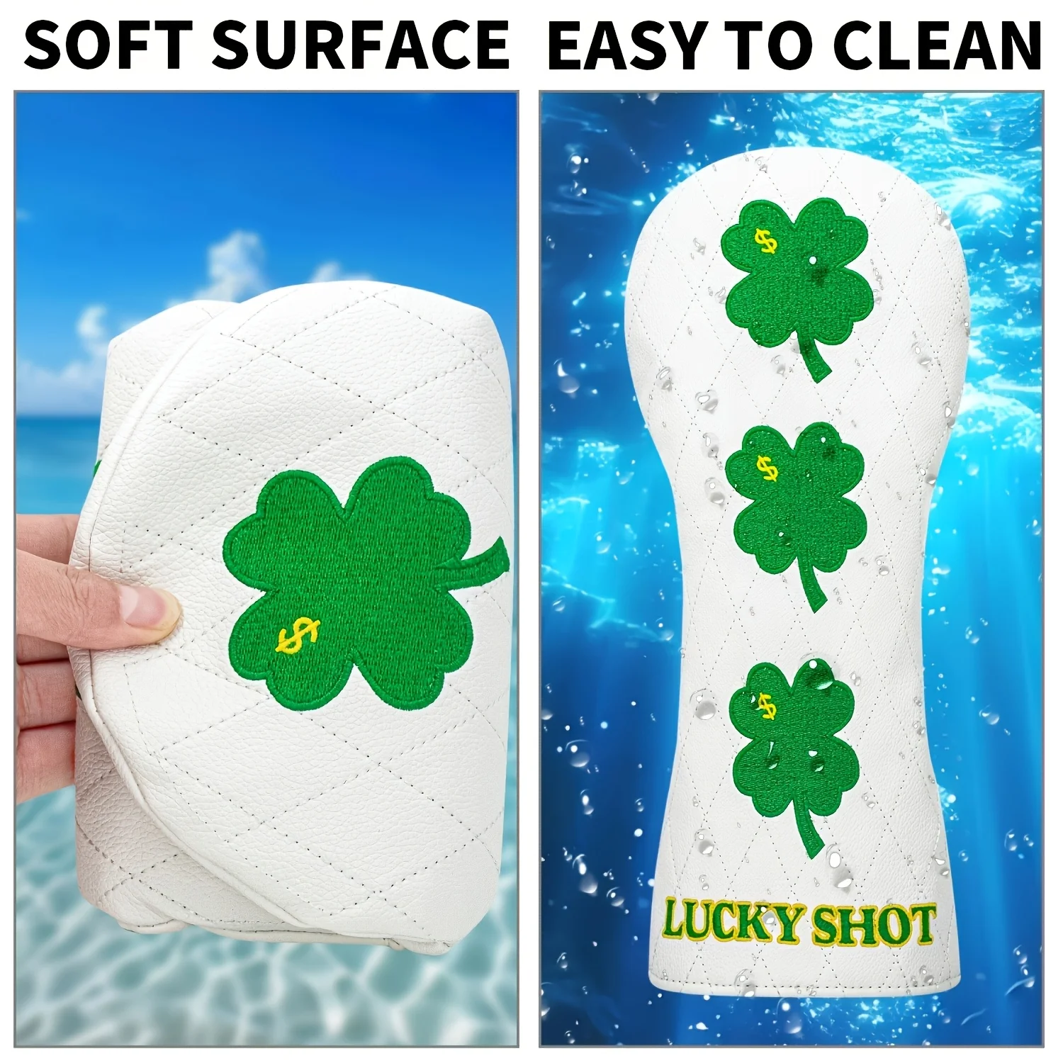 1pc/3pcs Four-Leaf Clover Dollar Design Style, Driver, Fairway Wood Club, Hybrid Head Cover, Suitable for Male And Female - view 2
