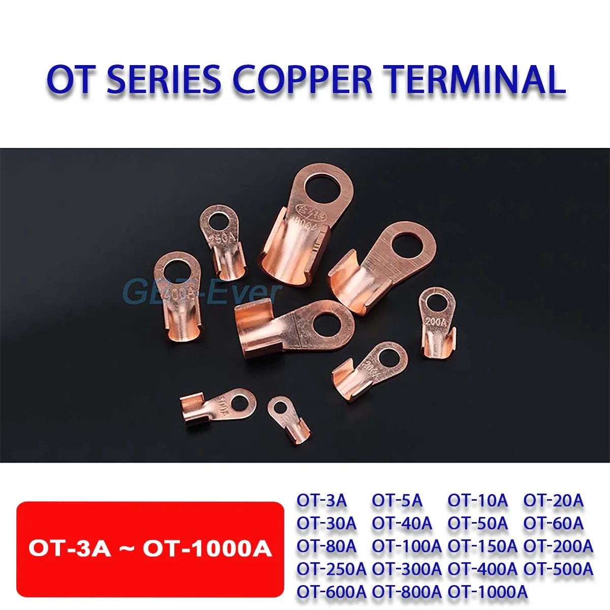 

Terminal OT Series 3 5 10 20 30 40 50 60 80 100 150 200A~ 1000A Splice Wire Copper Shape Circular Naked Cable Connector Open Lug