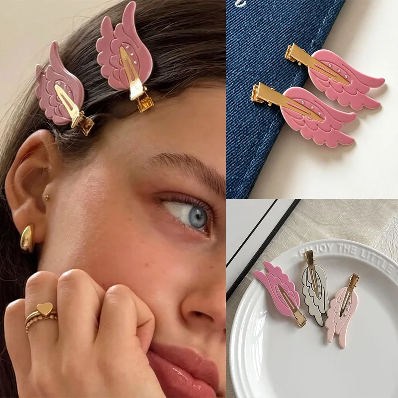 Cute Wings Hairpin Fun Hair Clips Dopamine Traceless Cosmetic Clip Side Broken Hair Bangs Clip Hair Accessoris for Women