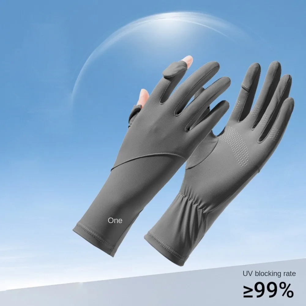 Перчатки из ледяного шелка с сенсорным экраном, высокоэластичные анти-УФ-перчатки для вождения, дышащие нескользящие солнцезащитные перчатки для езды на велосипеде