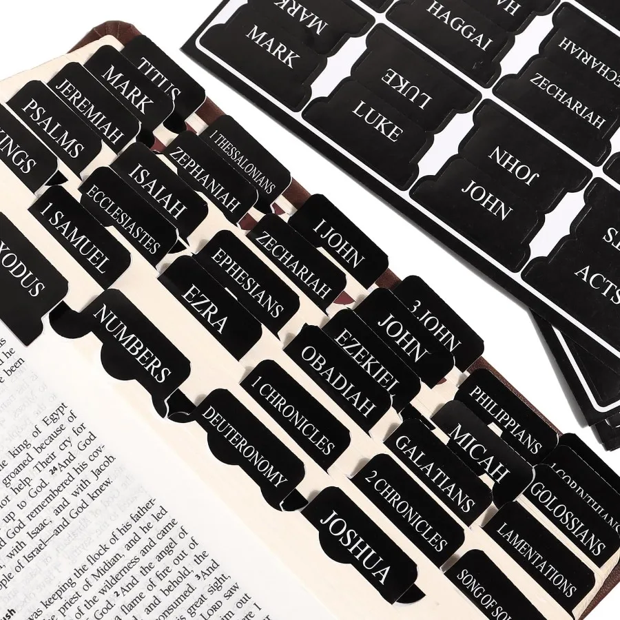 

Black Bible Tabs for Men Paper Index Tabs for Scripture Study and Chapter Markers 66 Bible Tabs Old and New Testament and 24 Bl