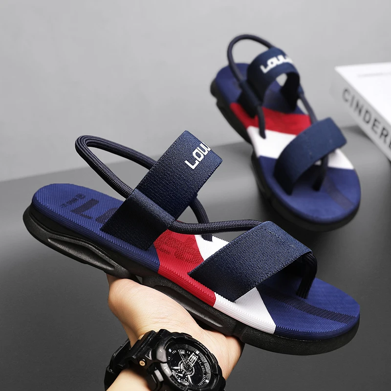 Comwarm 2026 Men Summer Sandals Men Casual Flat Sandals Outdoor Beach Water Shoes Fashion House Flats Non-slip Ankle Wrap shoes