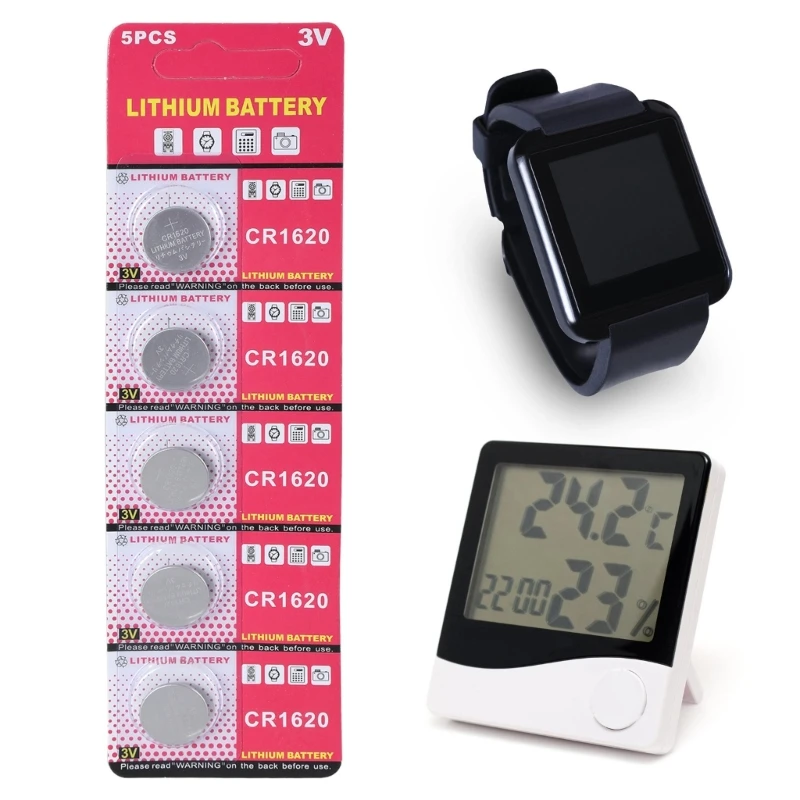 5Pcs/sheet CR1620 Cell Battery High Energy 3V Button Batteries Reliable Power Supply for 3V Various Electronics N0HC image 5