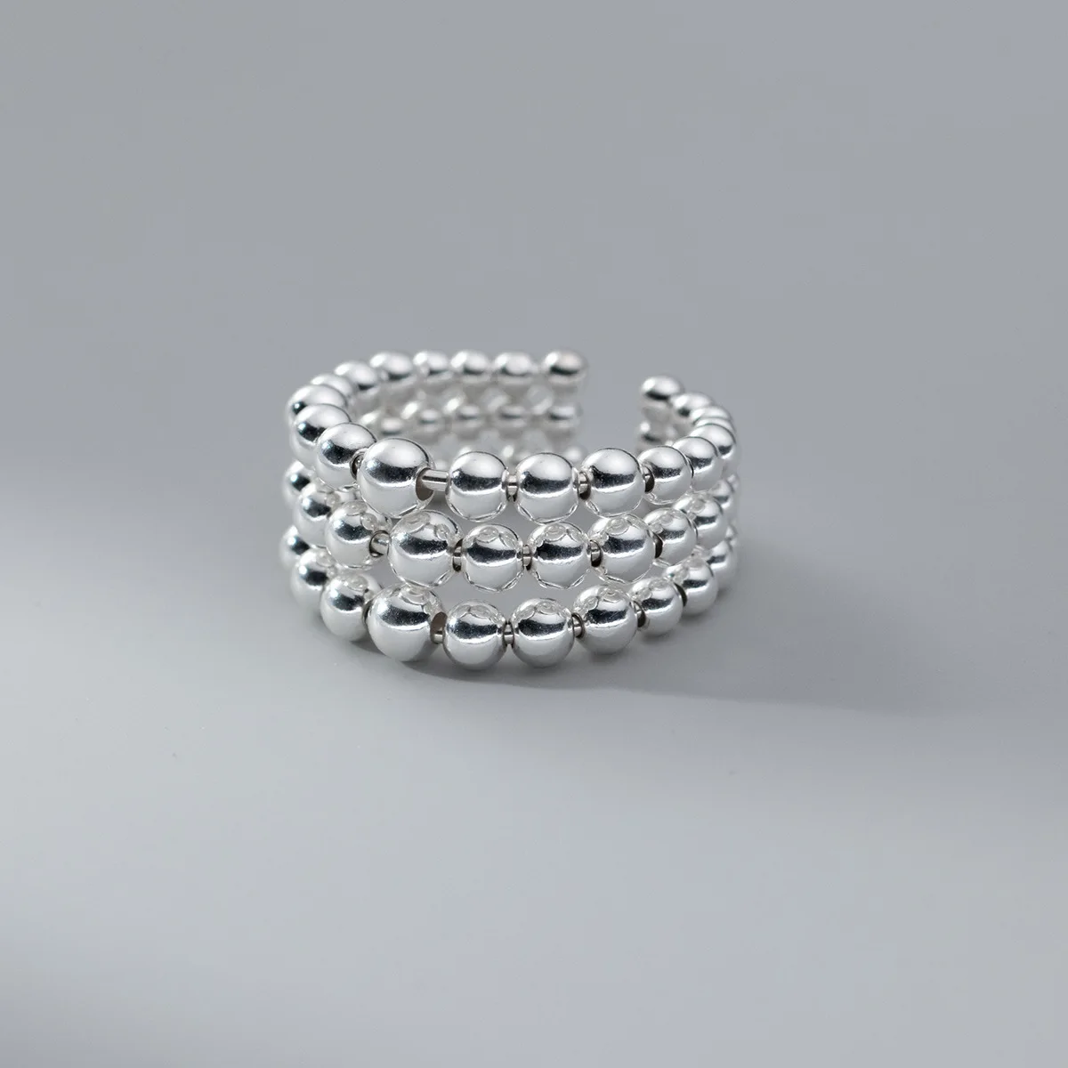 Fashion 925 Sterling Silver Three Layers Ball Rings For Women Luxury Aesthetic Jewelry Accessories Wholesale Jewellery