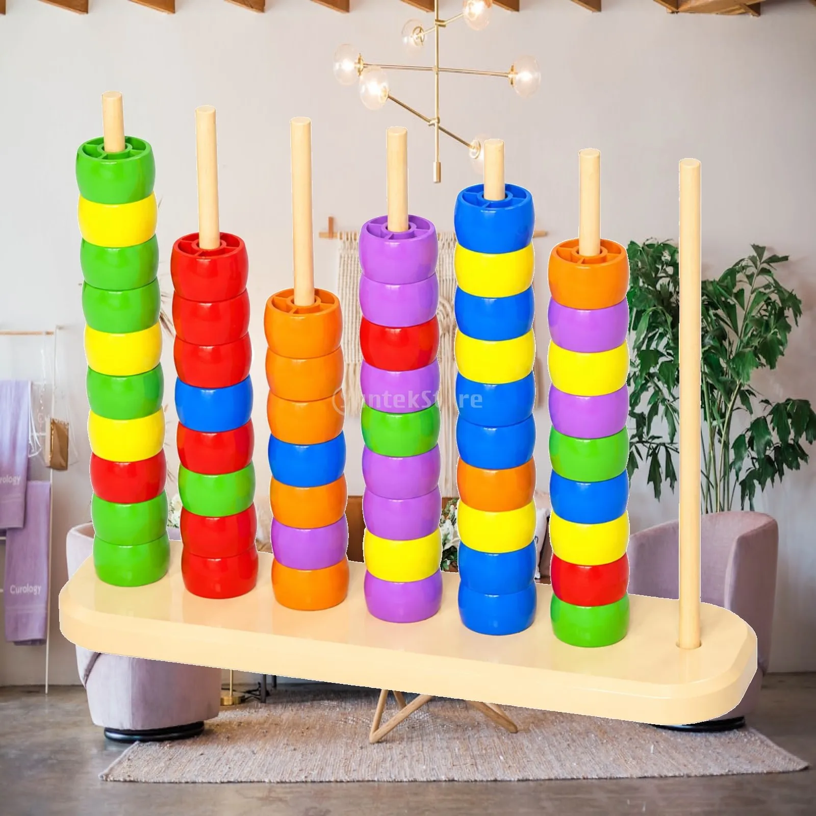 Plastic Bead Matching Game for Children 60 Piece Sorting Activity Toy with Rods for Preschool Learning and Focus