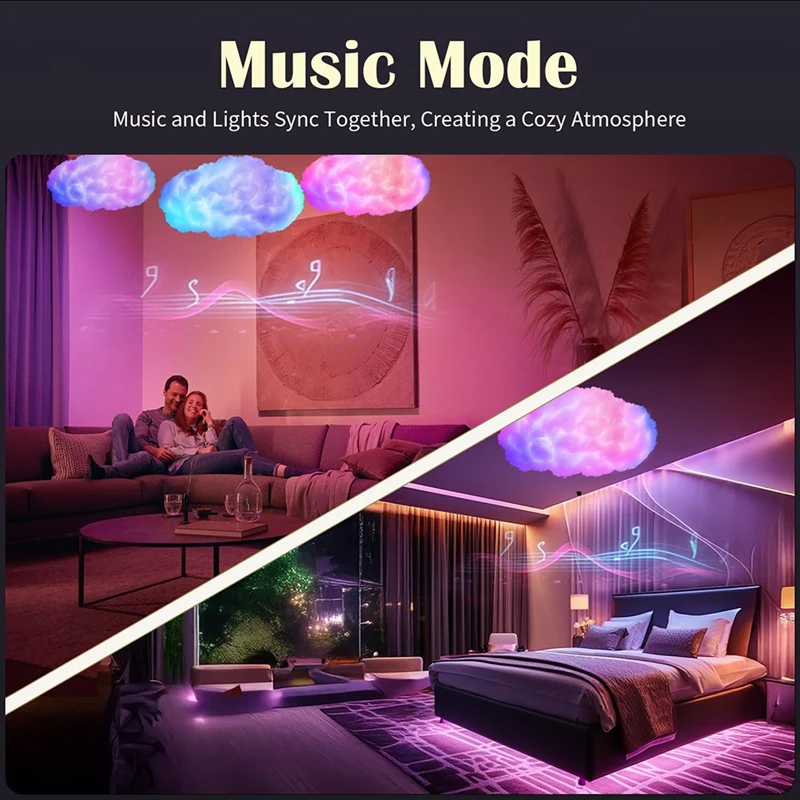 3D Cloud RGB Light Compact Thundercloud Light Rhythm-Based Music Night Lamp Suitable for Indoor Use Bedroom or Gaming-ABFB view 4