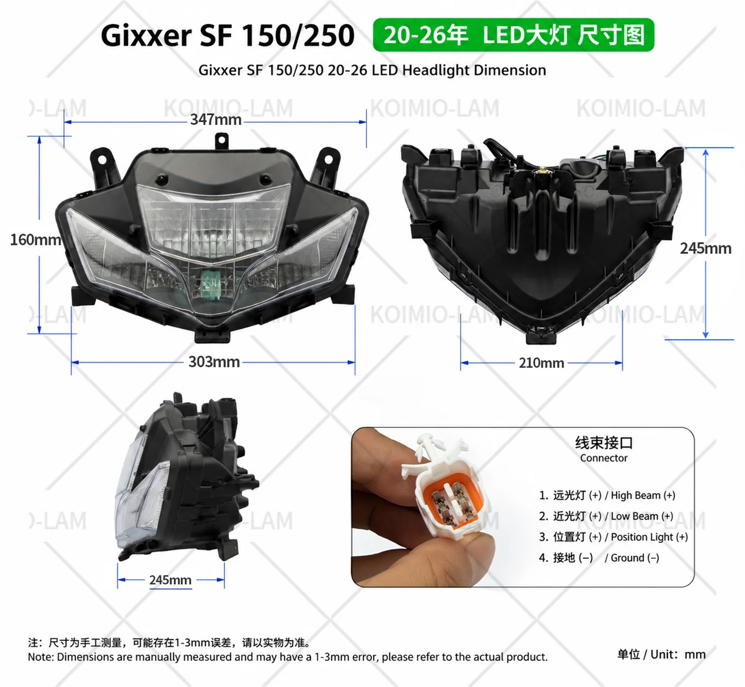 For Suzuki Gixxer SF 150 250 2020-2026 LED Headlight Motorcycle Full Face Headlamp Assembly with High Low Beam DRL view 3