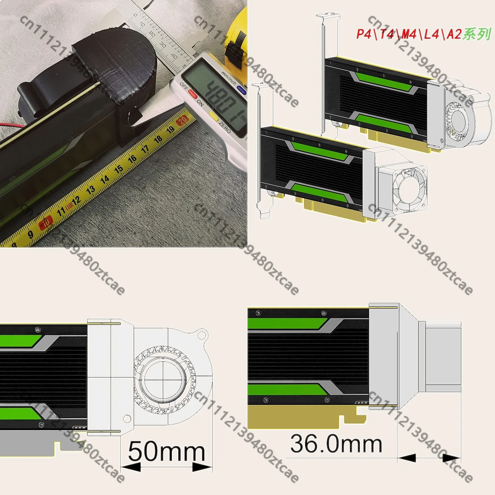 1PCS U-Shaped Turbofan Heat Sink Fan for Nvidia Tesla P4 T4 M4 L4 A2 GPU Graphics Card Cooling
