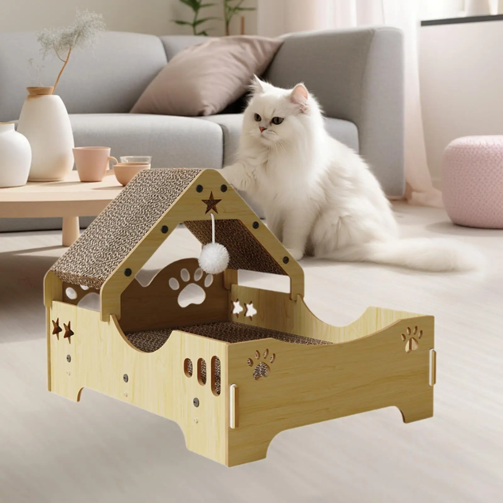 Cardboard Cat House Thickened Prevents Furniture Damage Wear Resistant Multifunctional Large for Indoor Cats Kitty Scratcher Bed