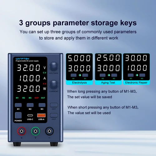Imagen 2 del producto Wanptek-fuente de alimentación de laboratorio ajustable, 30V, 60V, 120V, para reparación de teléfonos, banco de laboratorio regulado, fuentes de alimentación CC