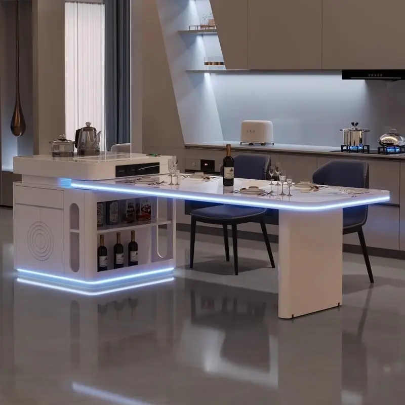 Cream Wind Island retractable dining table modern simple multi-function small apartment household dining table combination