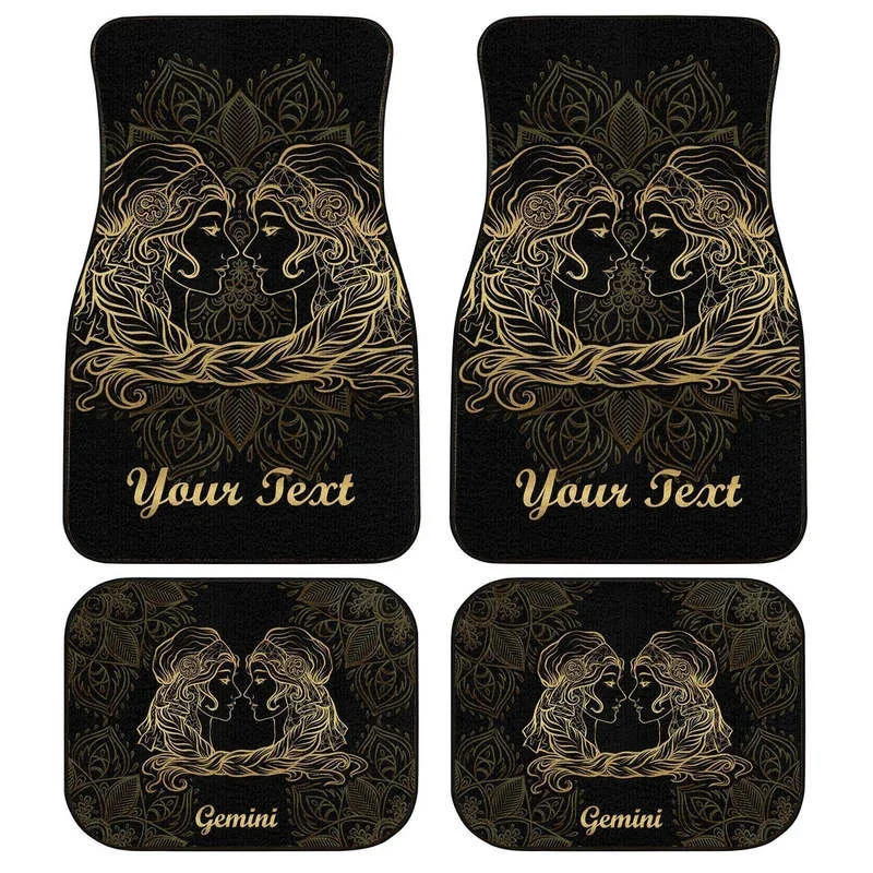 Personalized Gemini Car Floor Mats Custom Zodiac Sign Gemini Car Accessories Gifts Idea 4PCs Pack