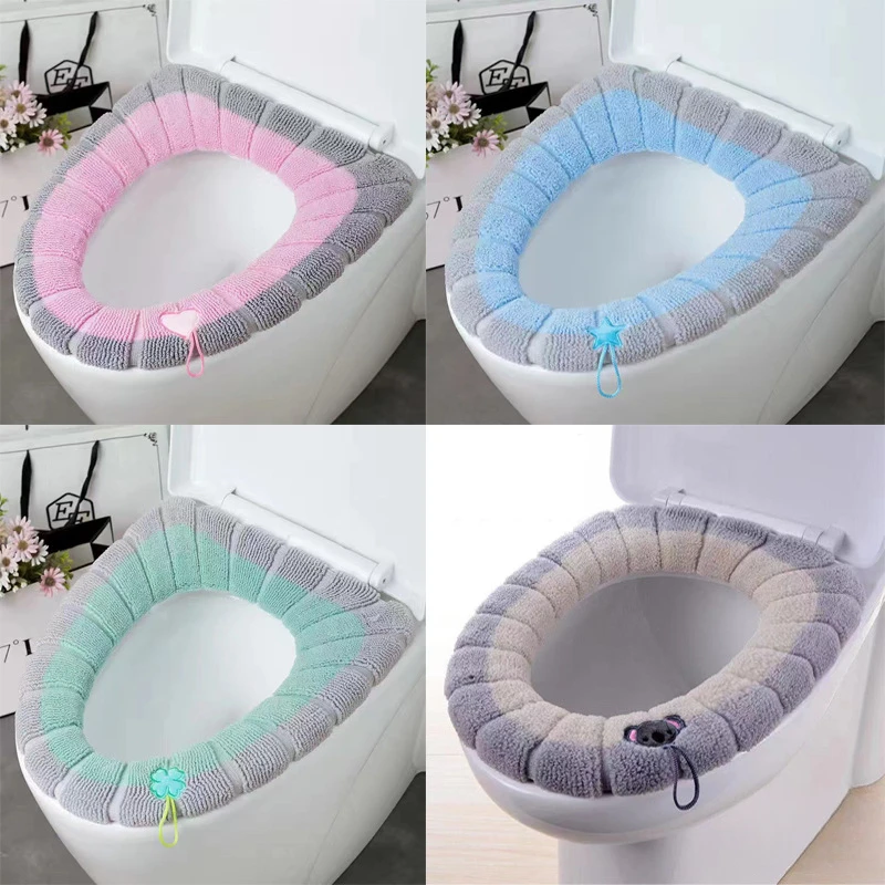 

1PCS Sewing colorful portable knitted toilet seat thickened washable antifreeze toilet seat thickened knitted O-type universal