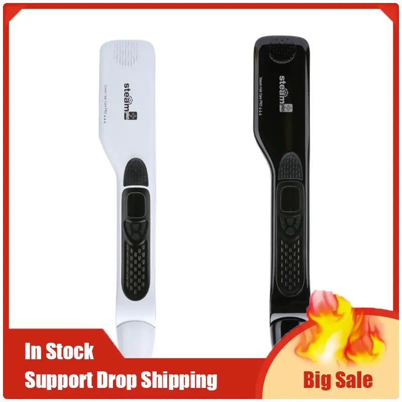 

Professional Salon Steam Hair Straightener Nano Titanium Steam Flat Iron + Removable Comb EU Plug White