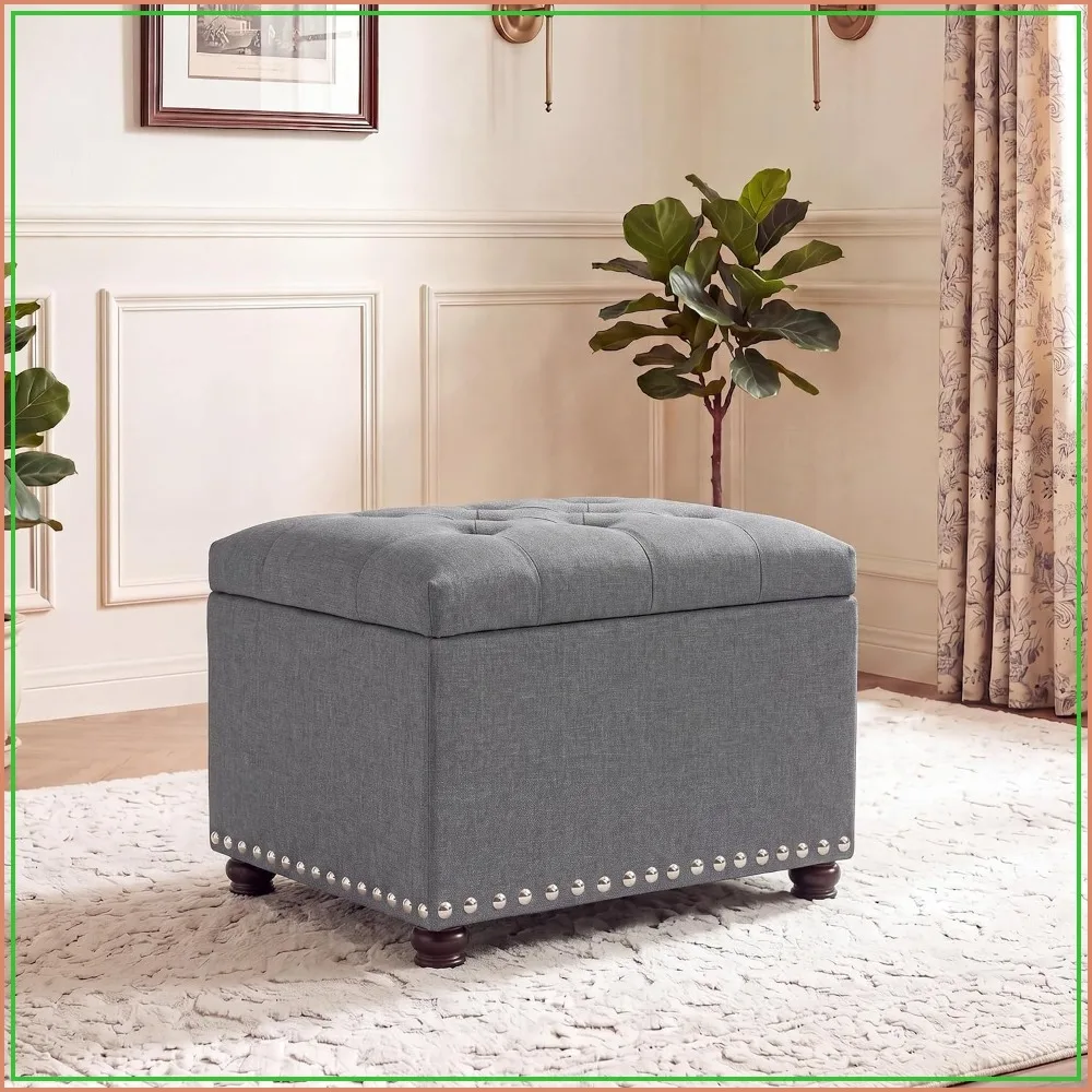 Joveco 24" Storage Ottoman Fabric Tufted with Legs