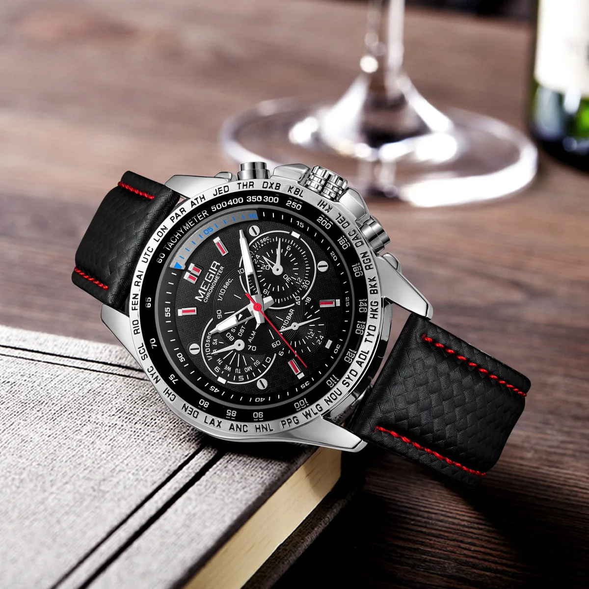 Mode Homme Quartz Analogique Montre-bracelet Marque Étanche Luxe En Cuir Montres Pour Hommes Décontracté Noir Montre Mâle 1010