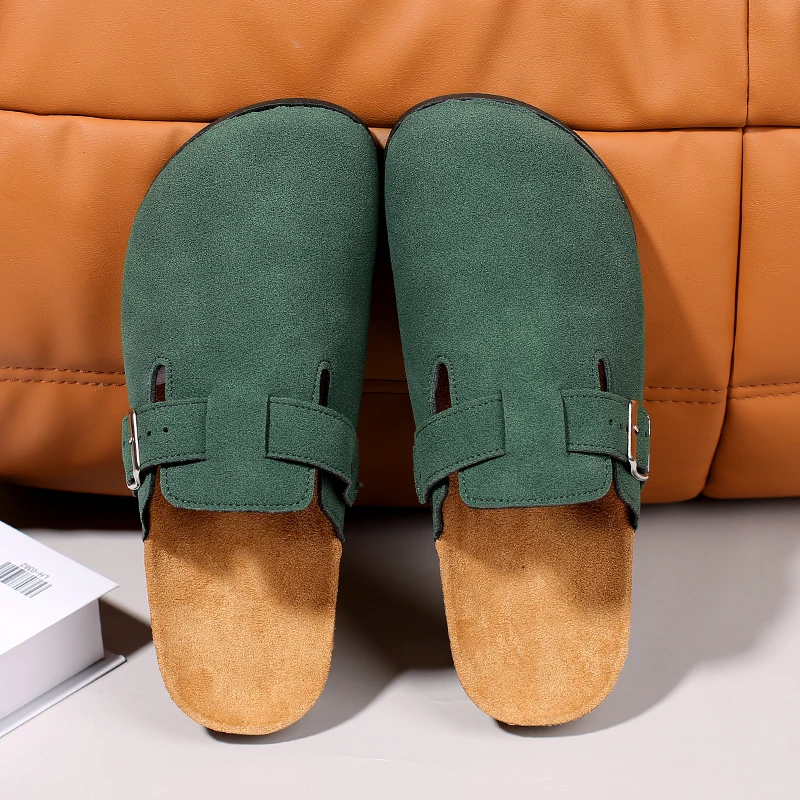 Designer Couple Men Women Retro Cork Clogs 2026 Slippers Mules with Arch Support Classic Beach Shoes 36-47 Fleece Fabric Sandals
