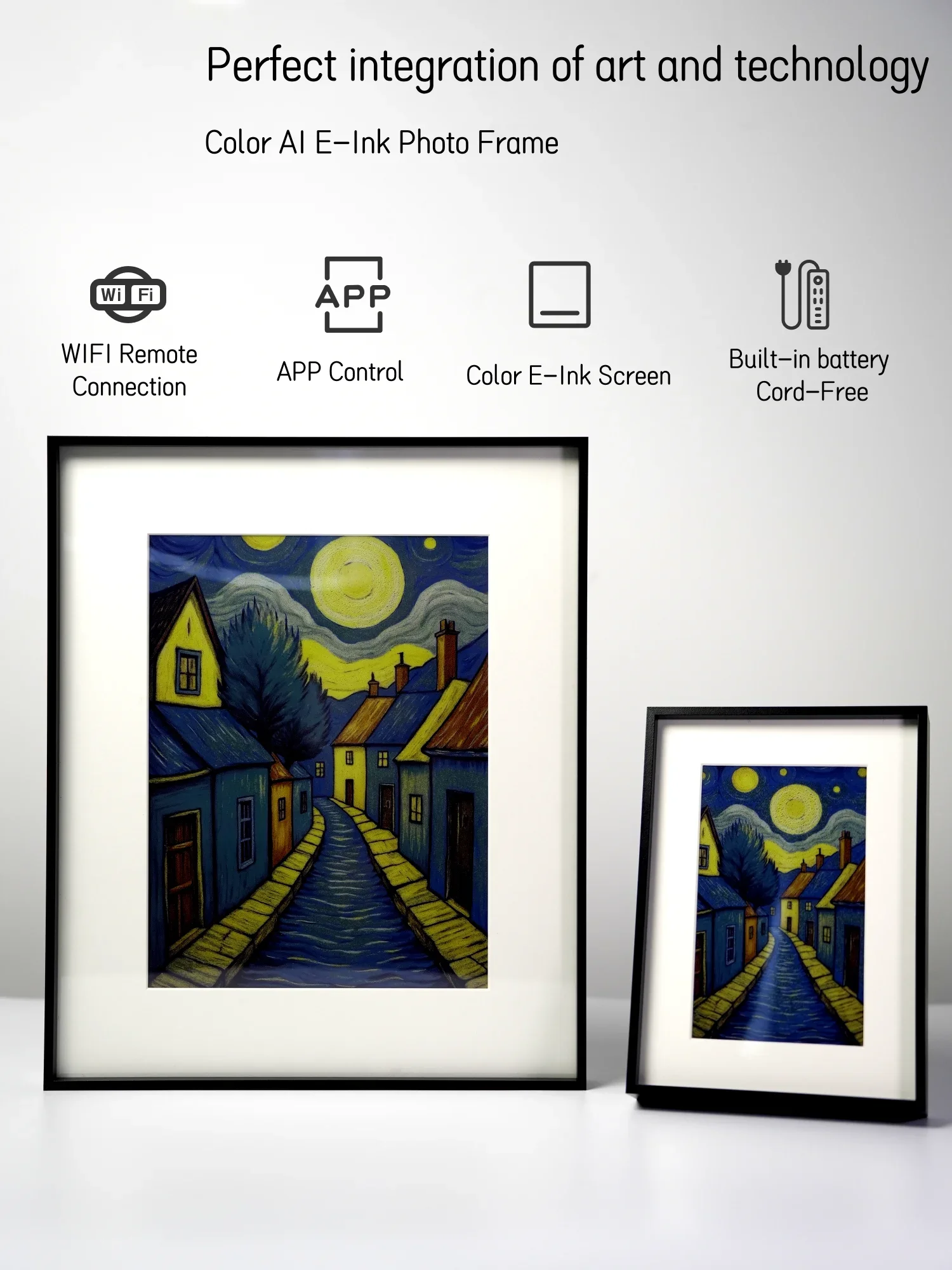 إطار صورة فني خشبي مثبت على الحائط مقاس 7.3 بوصة من Hindetel يعمل بالذكاء الاصطناعي الرقمي مقاس 7.3 بوصة