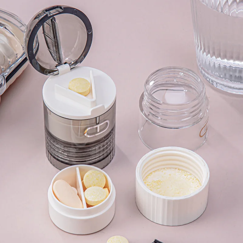 

Portable Pill Cutter & Grinder Set - Compact Medication Organizer with Clear Safety Blades, Travel Tablet Splitter Storage Case