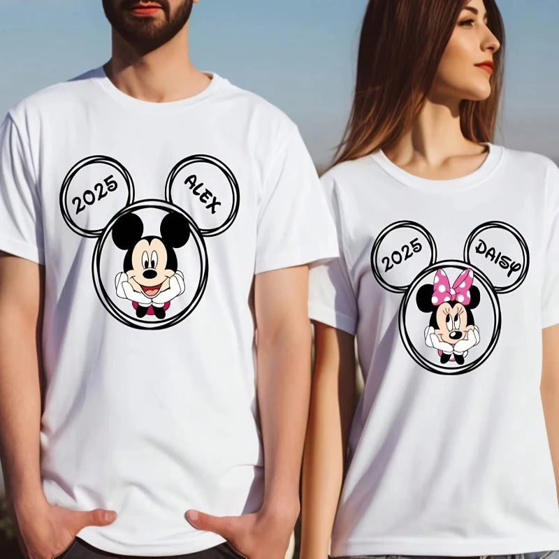 

Disney Skimmed Shirt and 2025 Couples Shirts 100-4XL Family Matching Outfits Kids Girls Clothes Oversized T-shirt Y2k Clothes