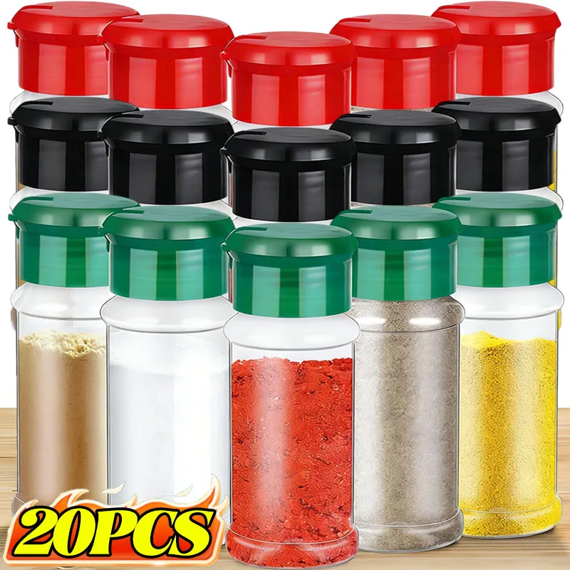 20x Frascos Transparentes para Condimentos, Salero y Pimentero, Botellas para Especias, Cajas de Almacenamiento de Condimentos, Contenedor para Polvo, Utensilios de Cocina
