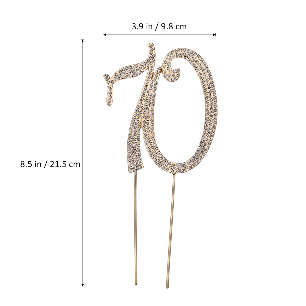 

70 Number Cake Topper Rhinestone Decorations for Birthday Anniversary Parties Reusable Alloy Cake Insert