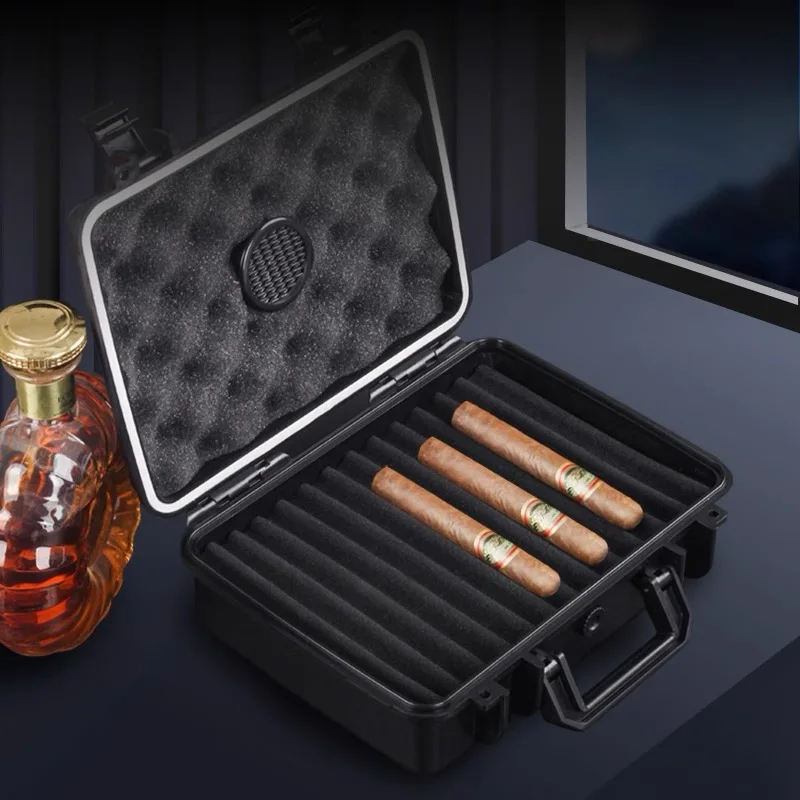 

Four Layer Portable Portable Cigar Box, Drop Resistant Sealed Waterproof Cigar Box, Built-In Humidifier.