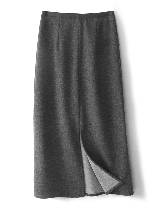 Elegant Grey Flocking Half-length Skirt Women's High-waist Autumn Winter Fashionable All-match Beautiful One-step Wraparound ...