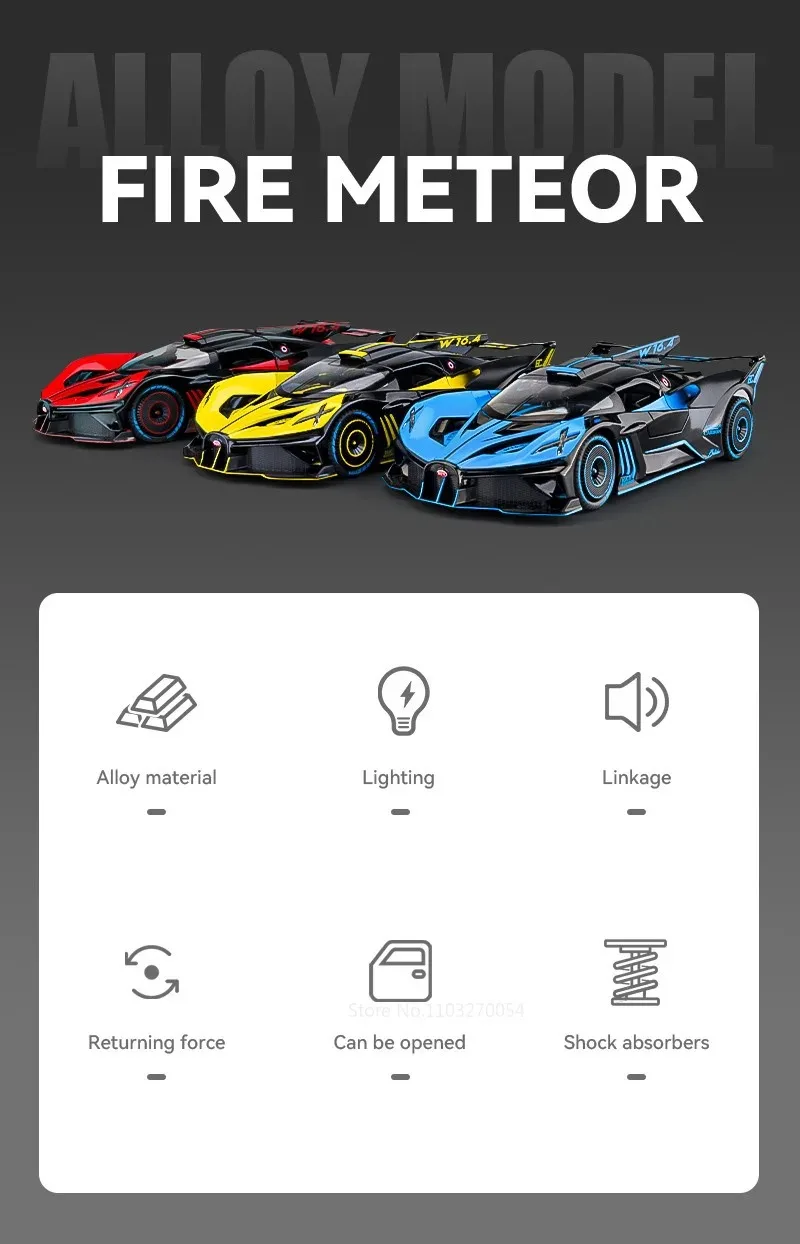 1:24 Bolide Revuelto Legierung Modell Diecast Auto Spielzeug Türen Geöffnet Sound Licht Zurückziehen Miniatur Fahrzeug Junge Erwachsene Geburtstag Geschenk – Detail 2