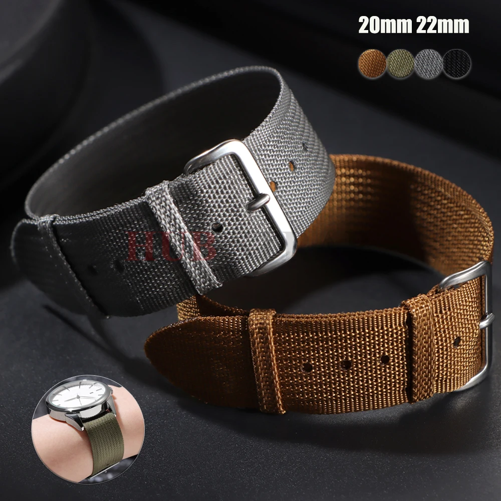 20 mm 22 mm geripptes Nylonarmband für militärisches waschbares Stoff-Ersatzarmband für Seiko für Casio Nylon-Uhrenarmband-Zubehör