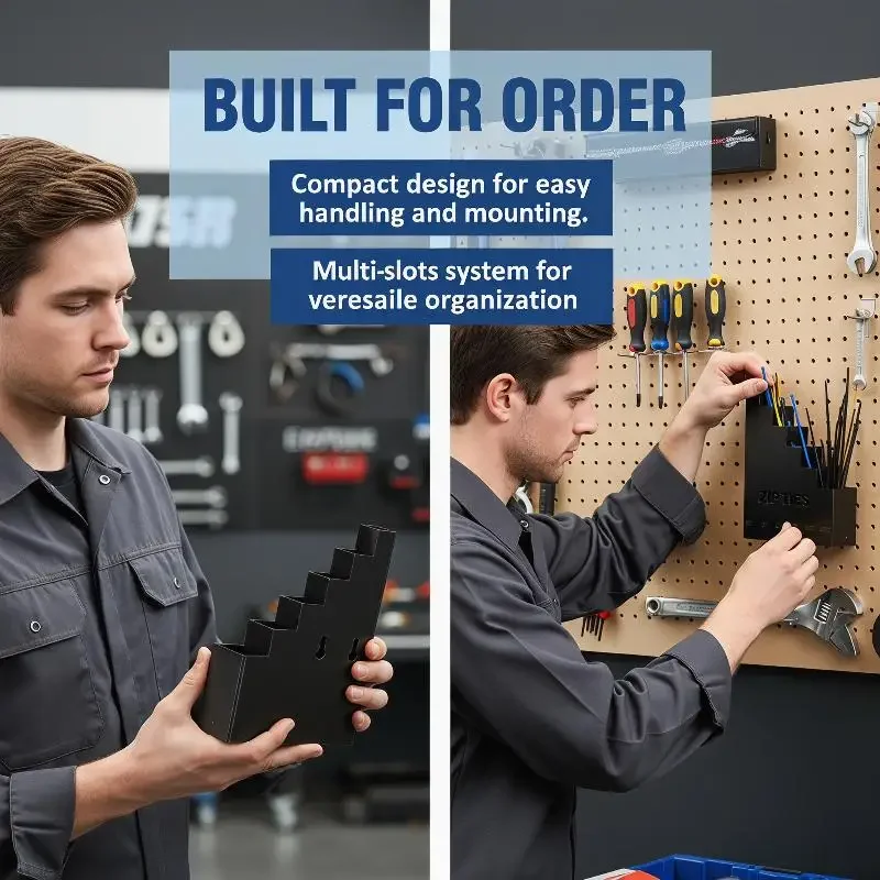 Wandmontierter Kabelbinder-Organizer mit 6 Vorgelabelten Größenfächern Robuster Aufbewahrungshalter für Werkstatt Garage DIY-Anwender – Detail 1