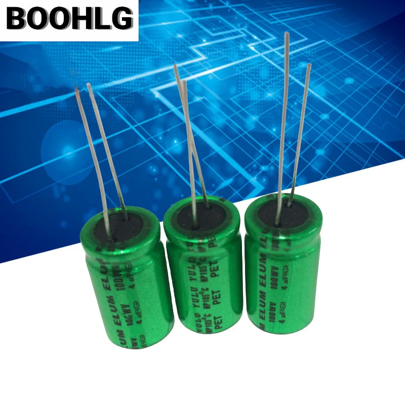 10PCS ELUM 4uf 100v treble crossover NP non-polar audio electrolytic capacitor 100v 4uf 13X20mm