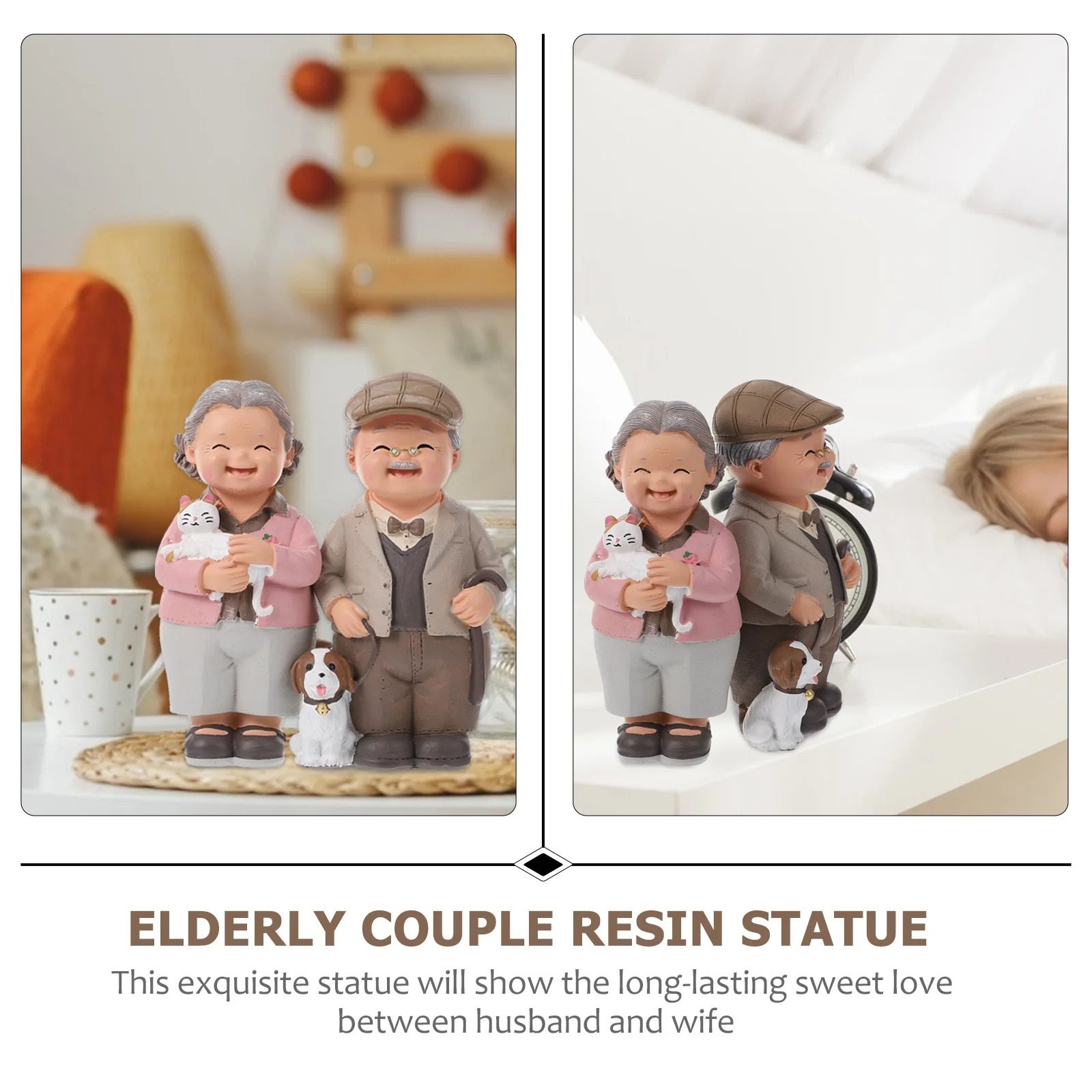 

Couple Sculpture Elderly Statue Memorial Gifts Older Decor Decoration
