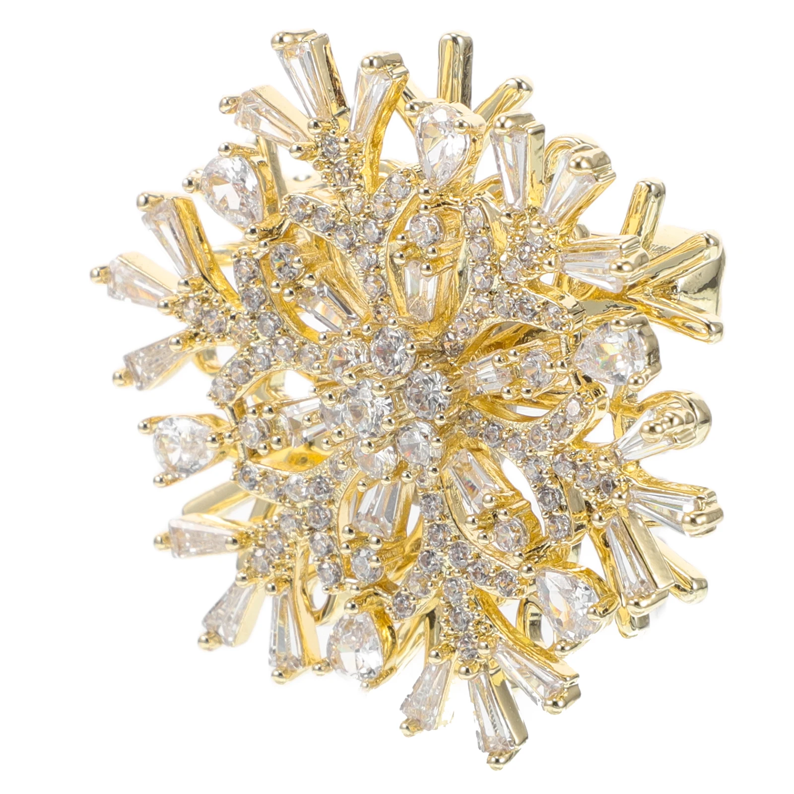 

Elegant Snowflake Brooch Zircon Double Layer Pins For Women Fashion Wedding Brooches Golden Lightweight Decorative Pin For