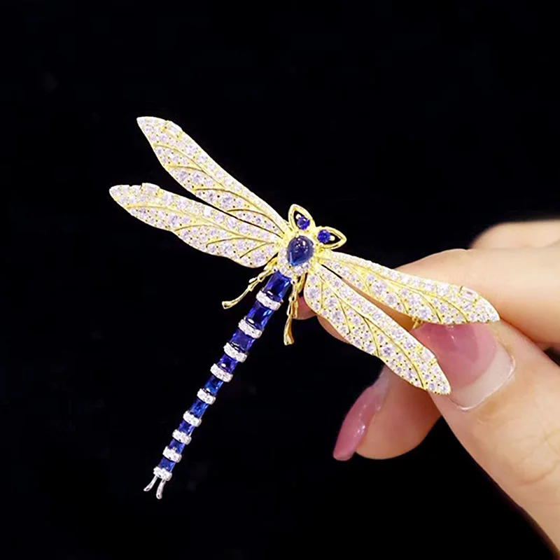 

ZOCA New 925 Sterling Silver Zircon Dragonfly Brooch Women Unique Gift Party Design Boutique Jewelry