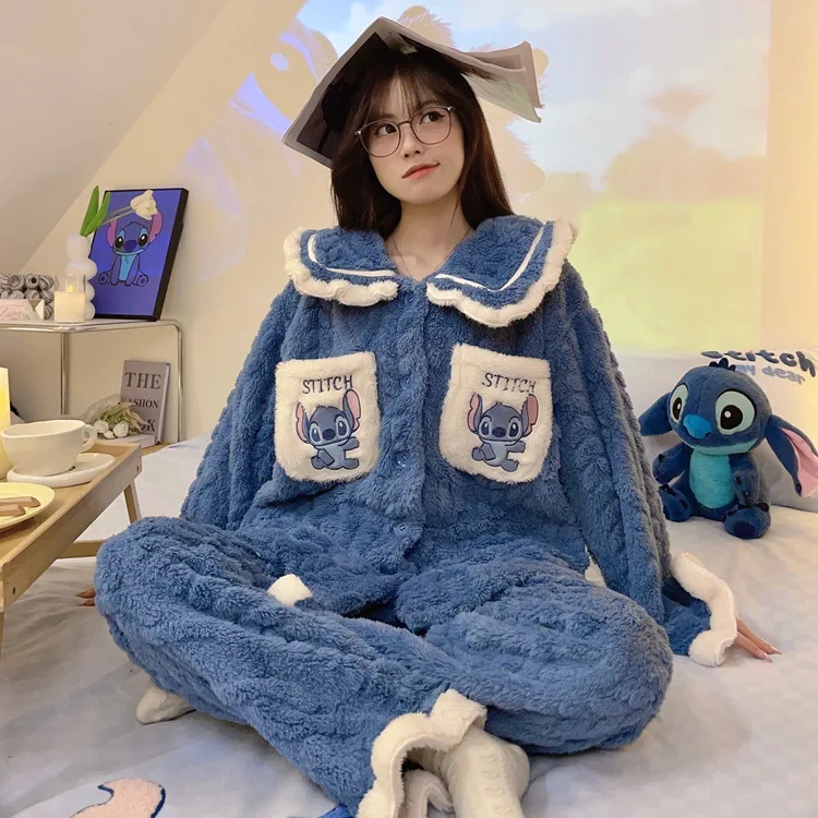

Hot Cute Anime Image Women Pajama Cartoon Kawaii Fleece Warm Pajama Sets Sweet Girly Pajamas Pants Fashion Winter Warm Sleepwear