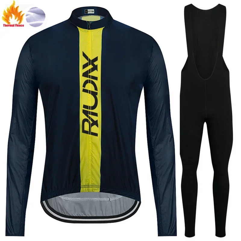 2023 RAUDAX Winter Cycling Jersey Set MTB Uniform Bicycle Clothes Maillot Ropa Ciclismo Long Sleeve Thermal Fleece Bike Clothing