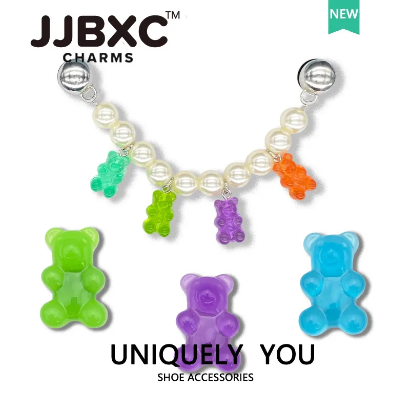 JJBXC charm Shoe Buckle Shoe Accessories Candy Bear Pearl Chain DIY Fashion Shoes Accessories