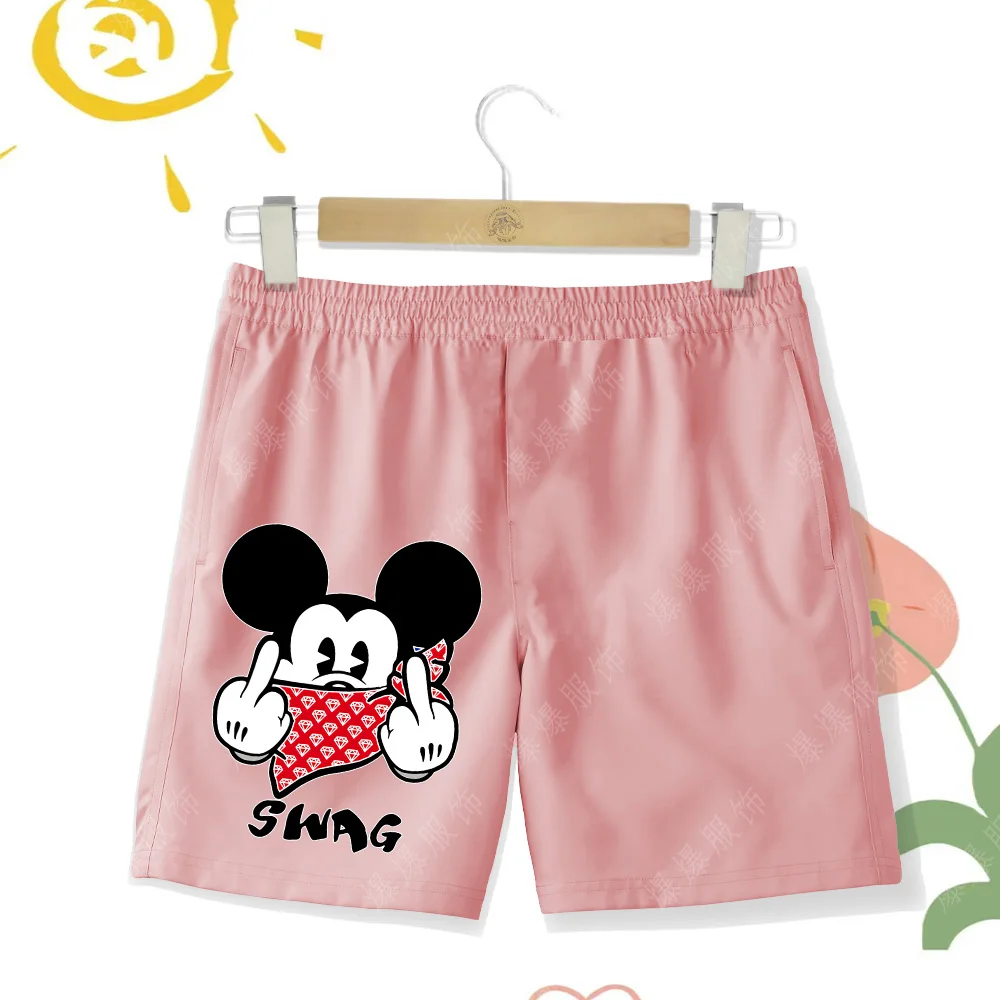 Children's cartoon cute summer slacks Naughty Mickey series Disney Swim beach trunks Girls slacks Large children shorts