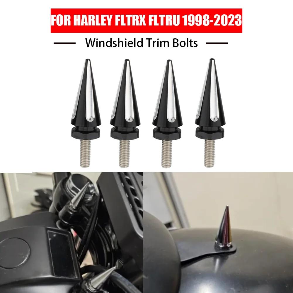 

4pcs Motorcycle Windshield Trim Bolts Windscreen Screws For Harley Touring Road Glide FLTRX FLTRU FLTRXS 1998-2023 2024 2025
