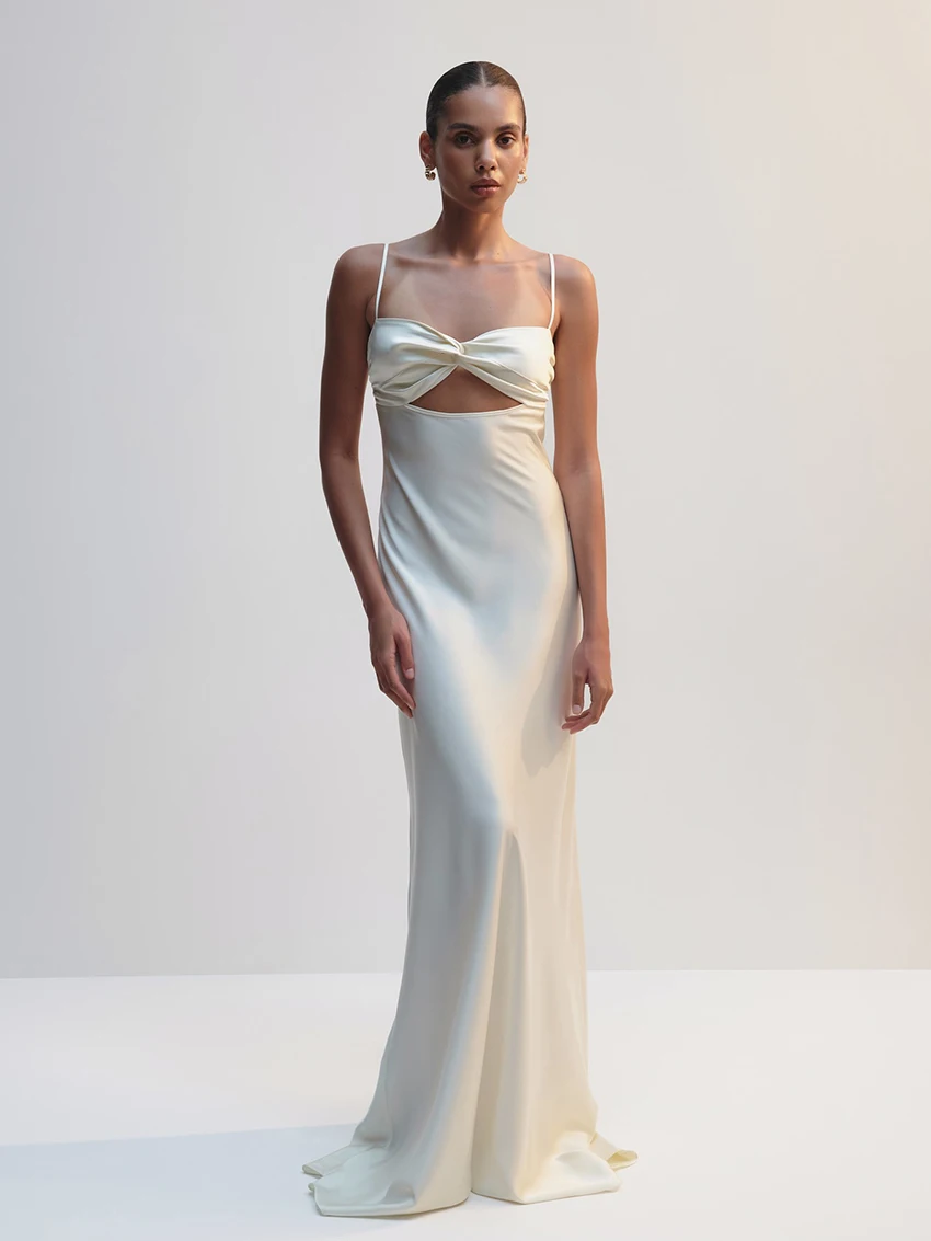 

Marthaqiqi Fashion Women's Pajamas Spaghetti Strap Sleepwear Slash Neck Nightie Backless Nightwear Floor-Length Dress Nightgowns