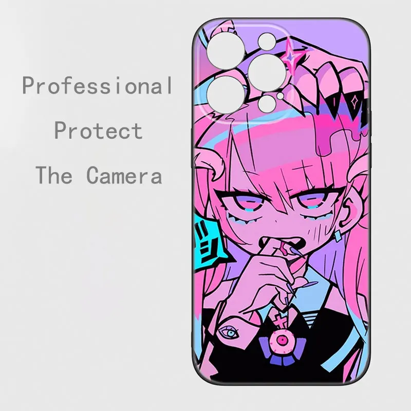 Hentai Harajuku Anime Girl Black Silicone Phone Case For Apple iPhone 12 13 Mini 11 14 15 Pro Max 7 8 Plus X XR XS SE 2020 2022