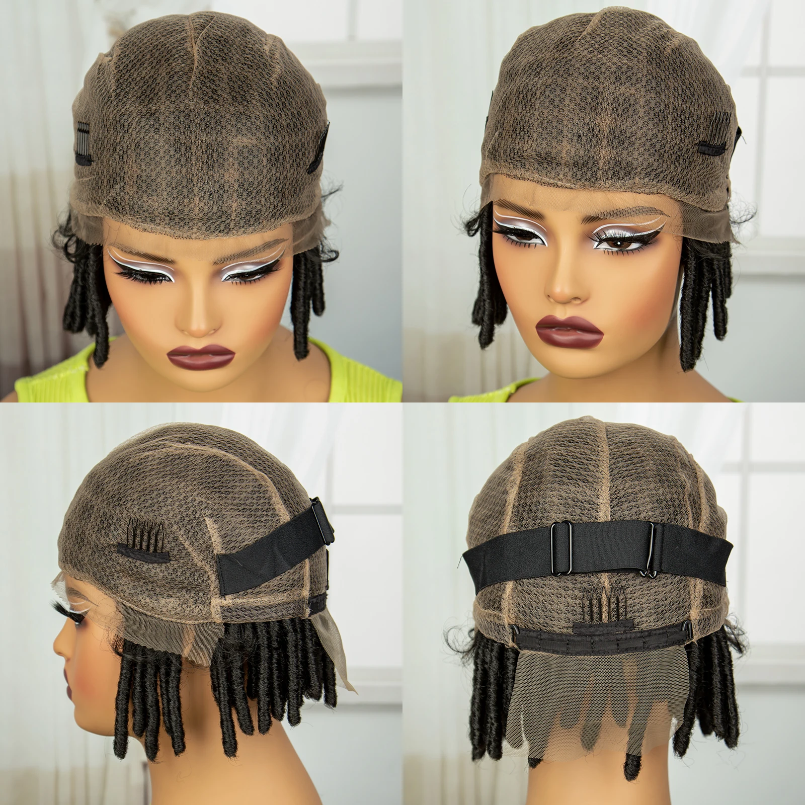 Short Dreadlocks Braided Wigs Synthetic Lace Front Square Knotless Braiding Hair Wigs for Women Twist Natural Locs Crochet Wig