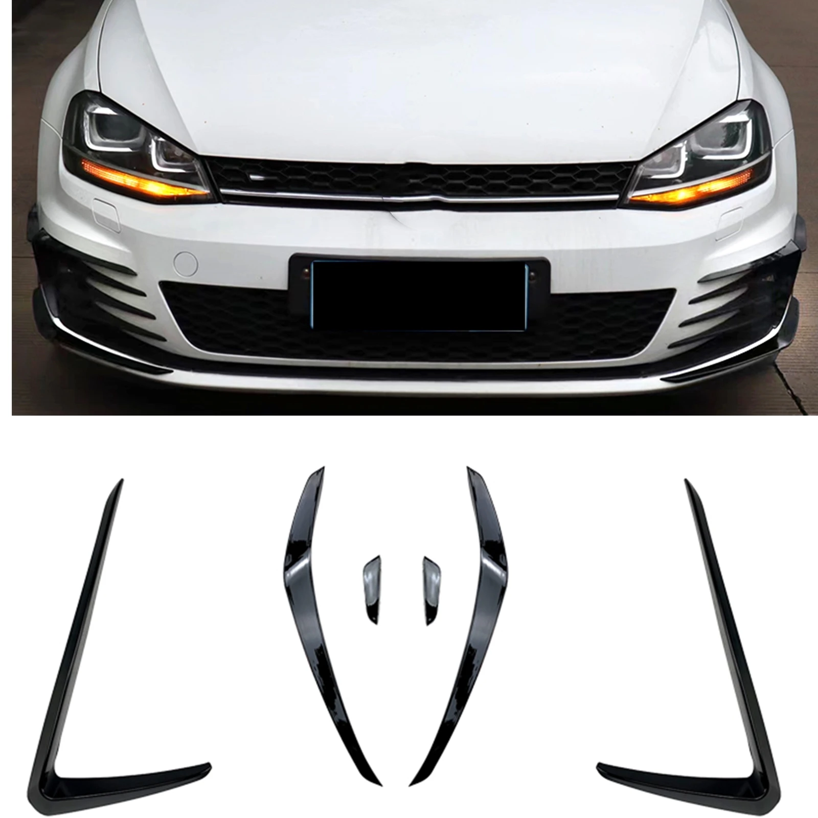 Front Bumper Side Air Vent Trim For Volkswagen VW Golf 7 GTI 2013-2016 Black Car Intake Frame Grille Splitter Spoiler Canard Lip