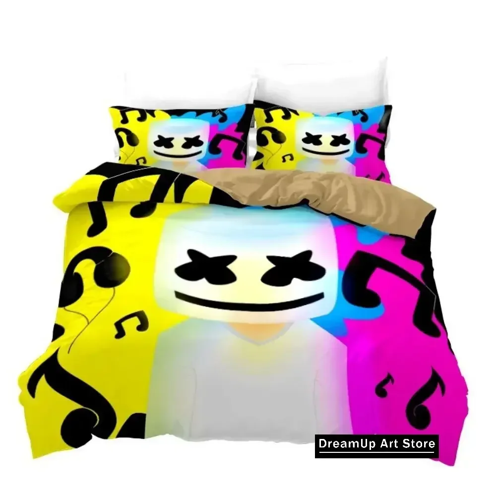 

3D Print Fashion DJ Marshmello Bedding Set Boys Girls Twin Queen Full Size Duvet Cover Pillowcase Bed Adult Bedroom