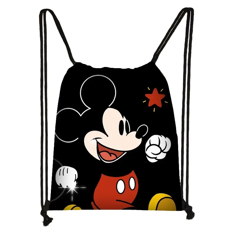 New Disney Stitch Backpack Cartoon Snow White Mickey Minnie Tigger Print Portable Drawstring Bag Children\'s Backpack Sports Bag