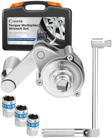 

Saker Torque Multiplier Wrench Set – Heavy Duty Lug Nut Remover with 6 Sockets for Cars
