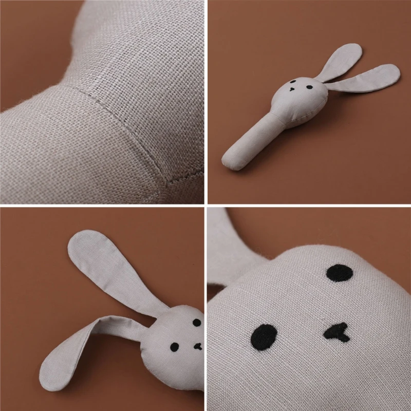 Cartoon Bunny Pluche Ring Schudden Speelgoed Rammelaar met Ritselend Geluid voor pasgeborenen Baby Grijp Training Verjaardag