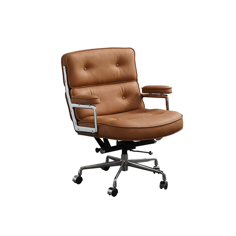 

Nordic ergonomic chair home retro leather sedentary study computer chair