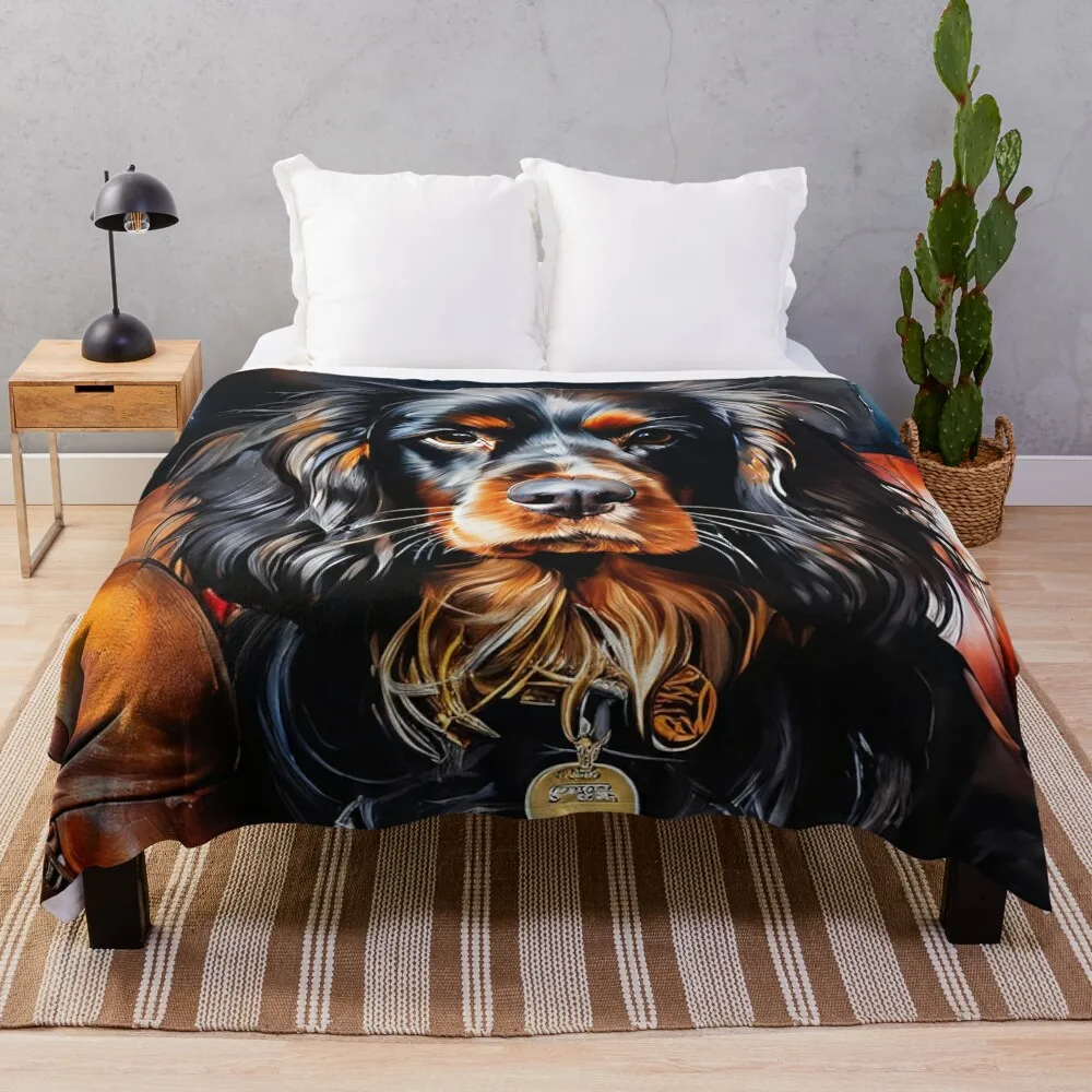 

Cocker Spaniel on leather couch in watercolor Throw Blanket warm for winter Bed Fashionable Luxury Thicken Luxury Brand Blankets